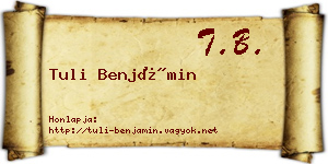 Tuli Benjámin névjegykártya